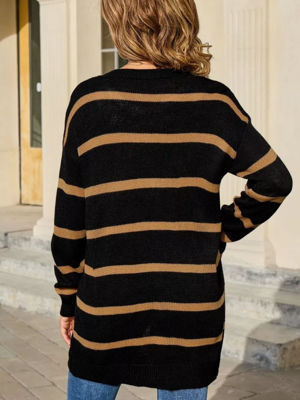 Striped Button-Down Knit Cardigan, image 15