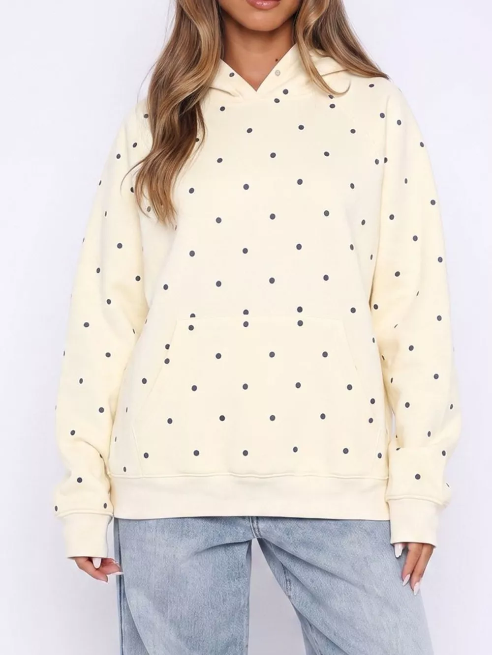 Polka Dot Raglan Sleeve Hoodie, image 8