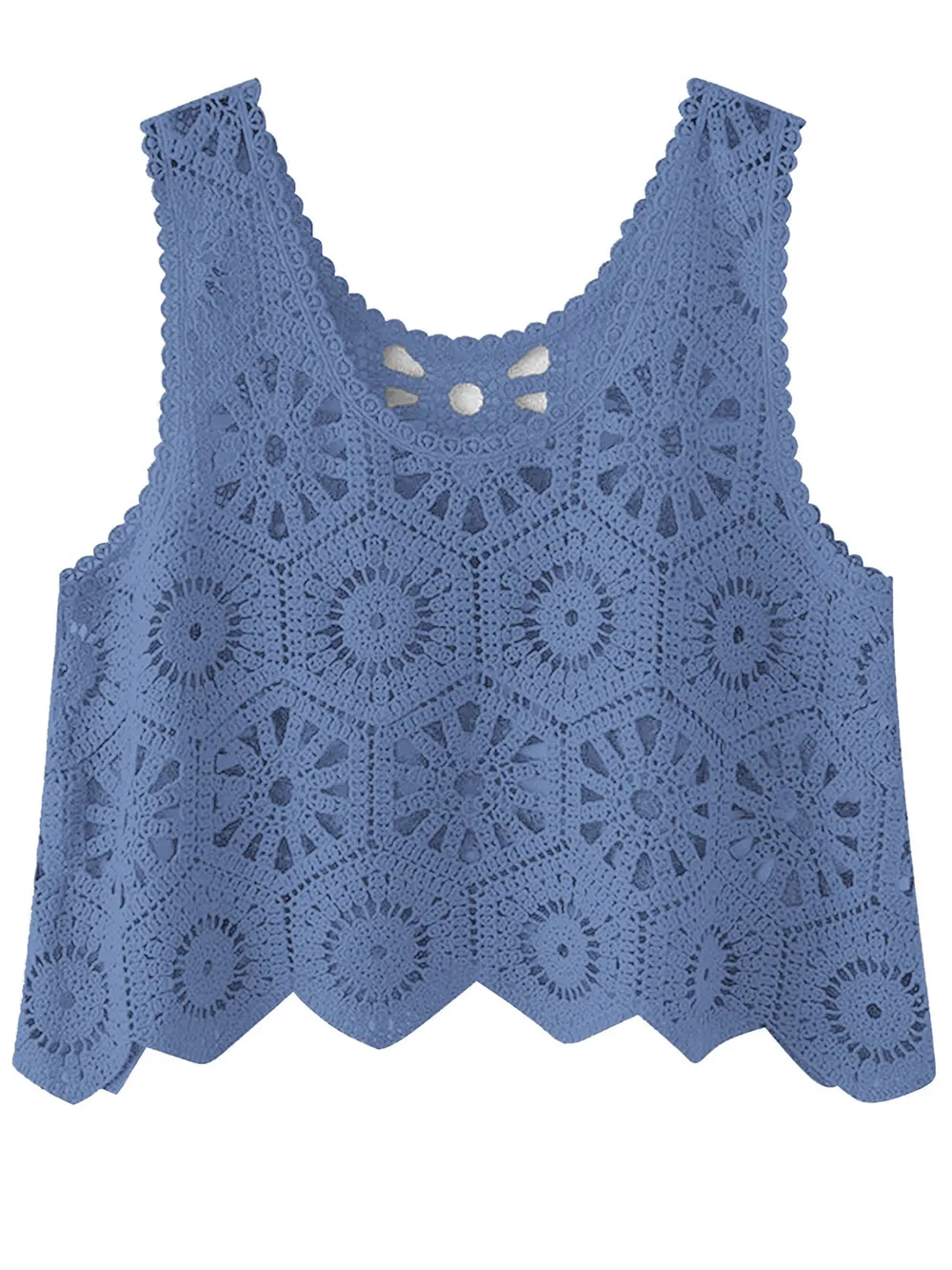 Openwork Round Neck Knit Vest, image 11