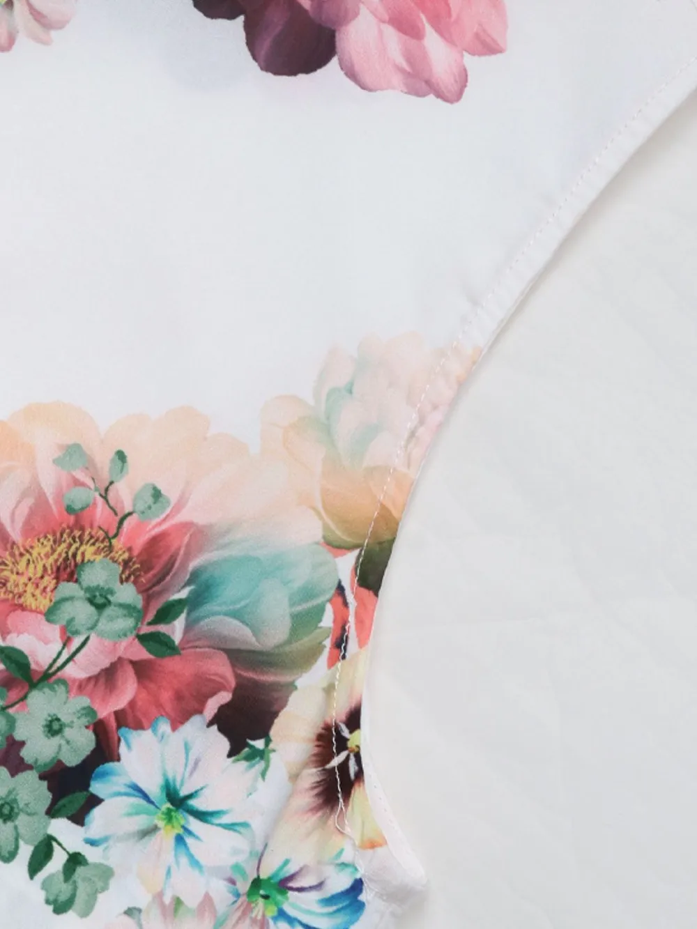 Tied Flower Printed Mock Neck Top, image 3