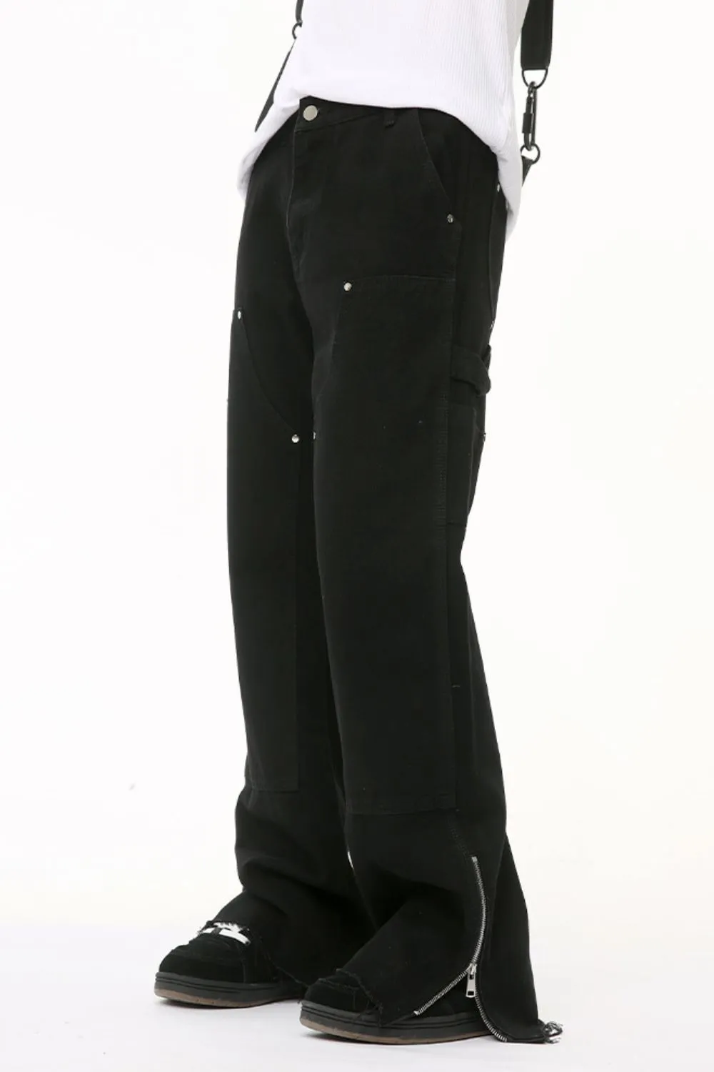Men's Raw Hem Bootcut Jeans with Zip-Up Sides, image 2