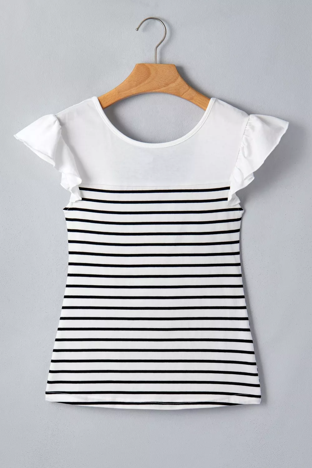 Stripe Contrast Knot Back Ruffle Trim Tank Top, image 5