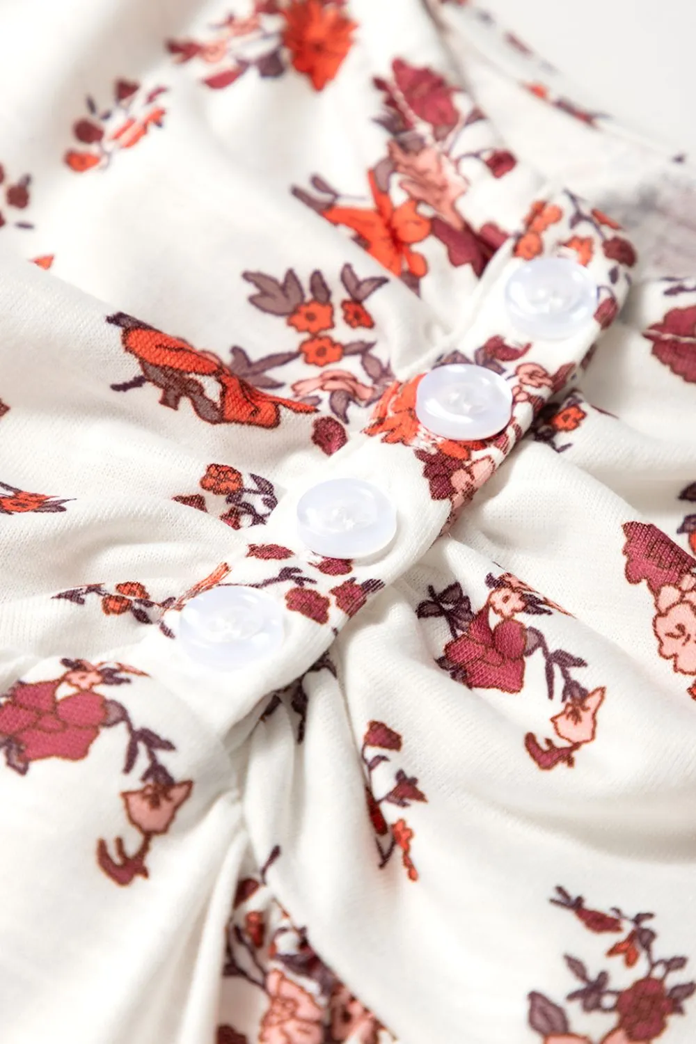 Floral Ruched Cinched Short Sleeve Blouse, image 2