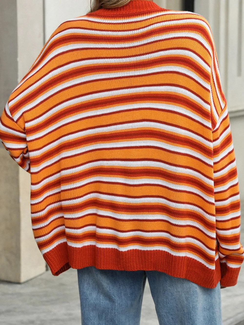 Striped Mock Neck Long Sleeve Sweater, image 8