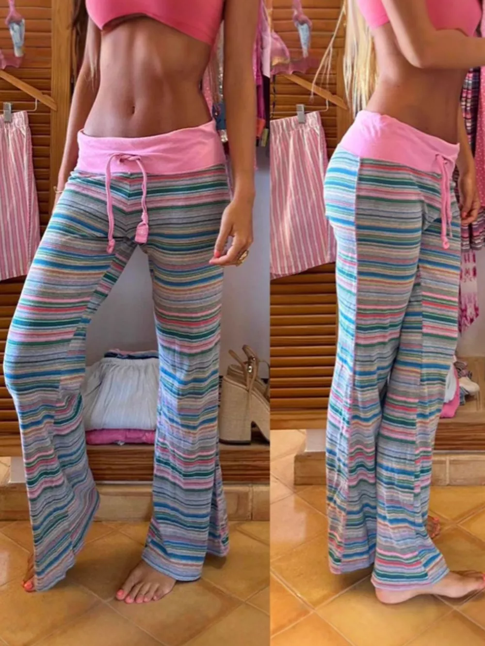 Drawstring Striped Pants, image 8