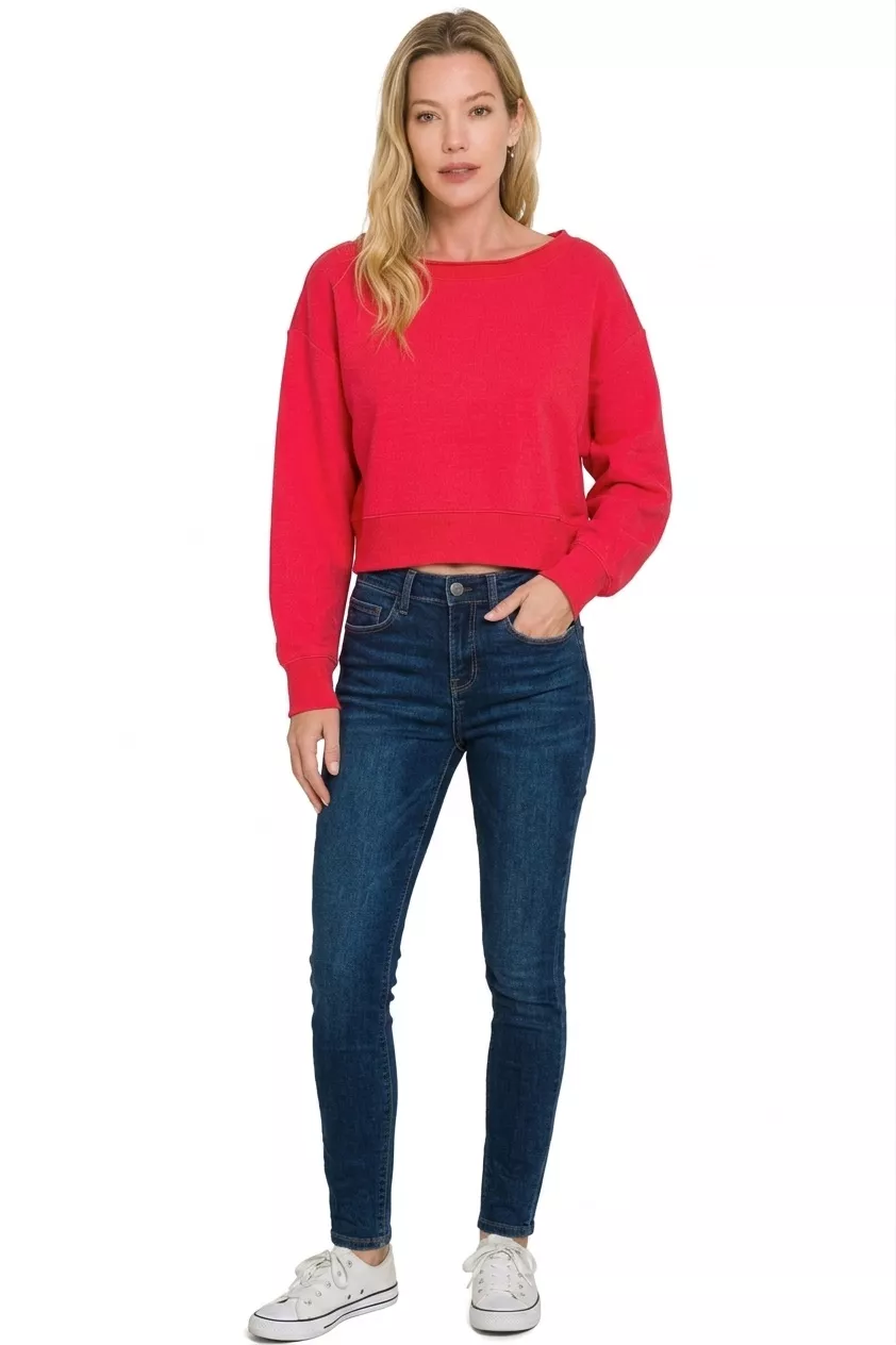 Fleece Boat-neck Sweatshirt, image 3