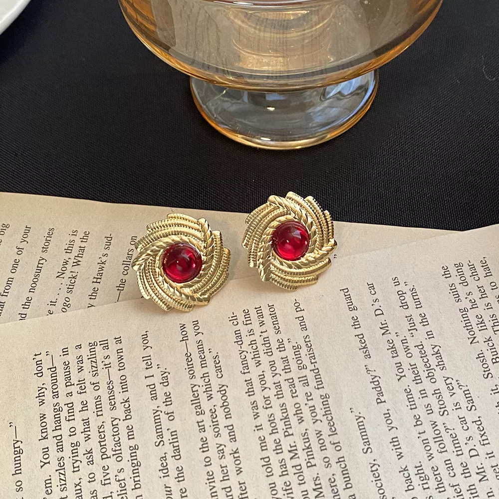 18K Gold-Plated Spiral Statement Earrings, image 4