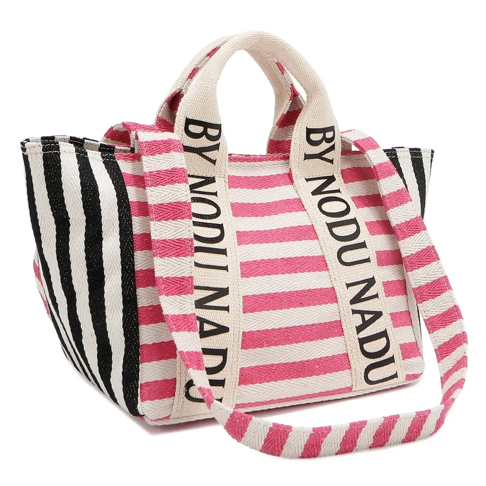 Letter Striped Tote Bag, image 5