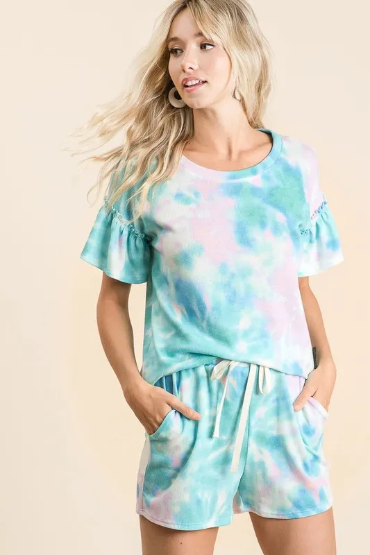 Tie Dye Print Casual Shorts with Twill, image 6
