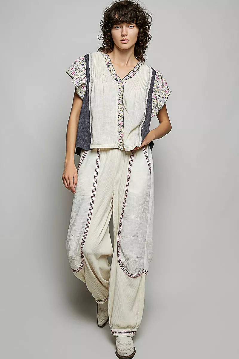 V-Neck Floral Ruffle Sleeve Blouse, image 5