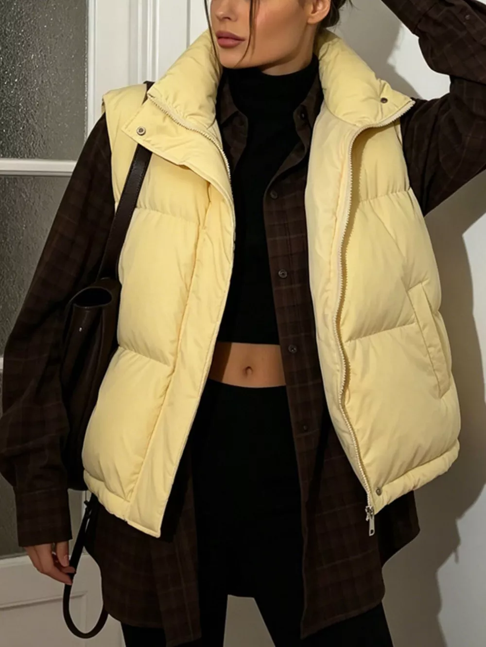 Snap-Button Placket Quilted Puffer Vest Coat, image 23