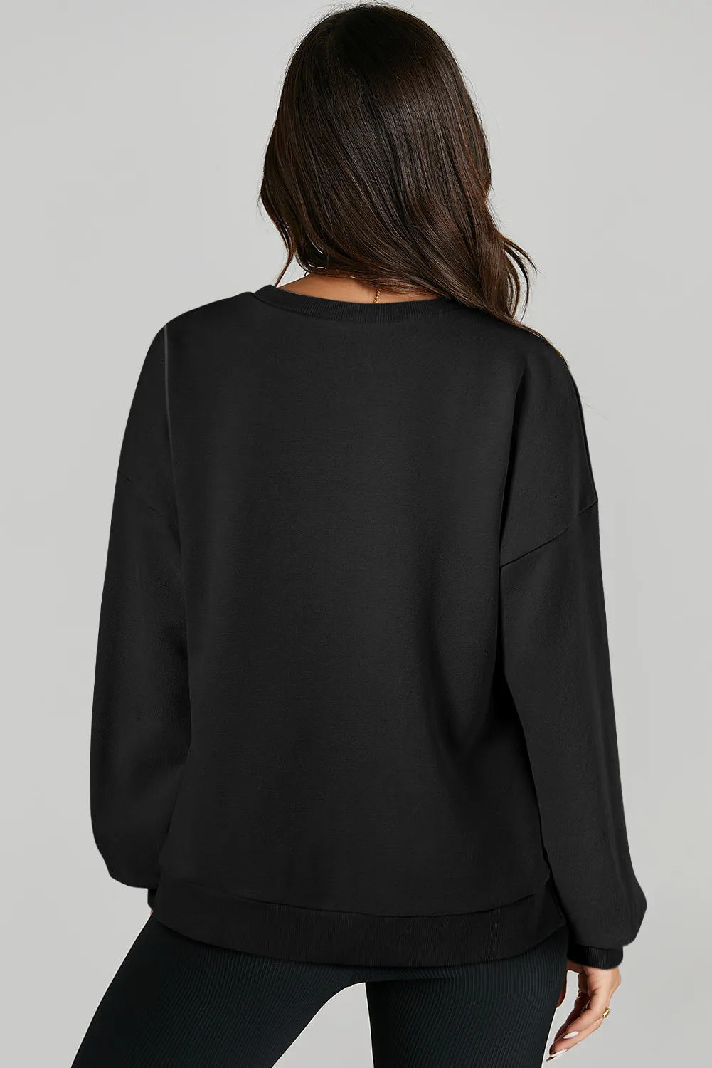 High-Low Round Neck Long Sleeve Sweatshirt, image 14