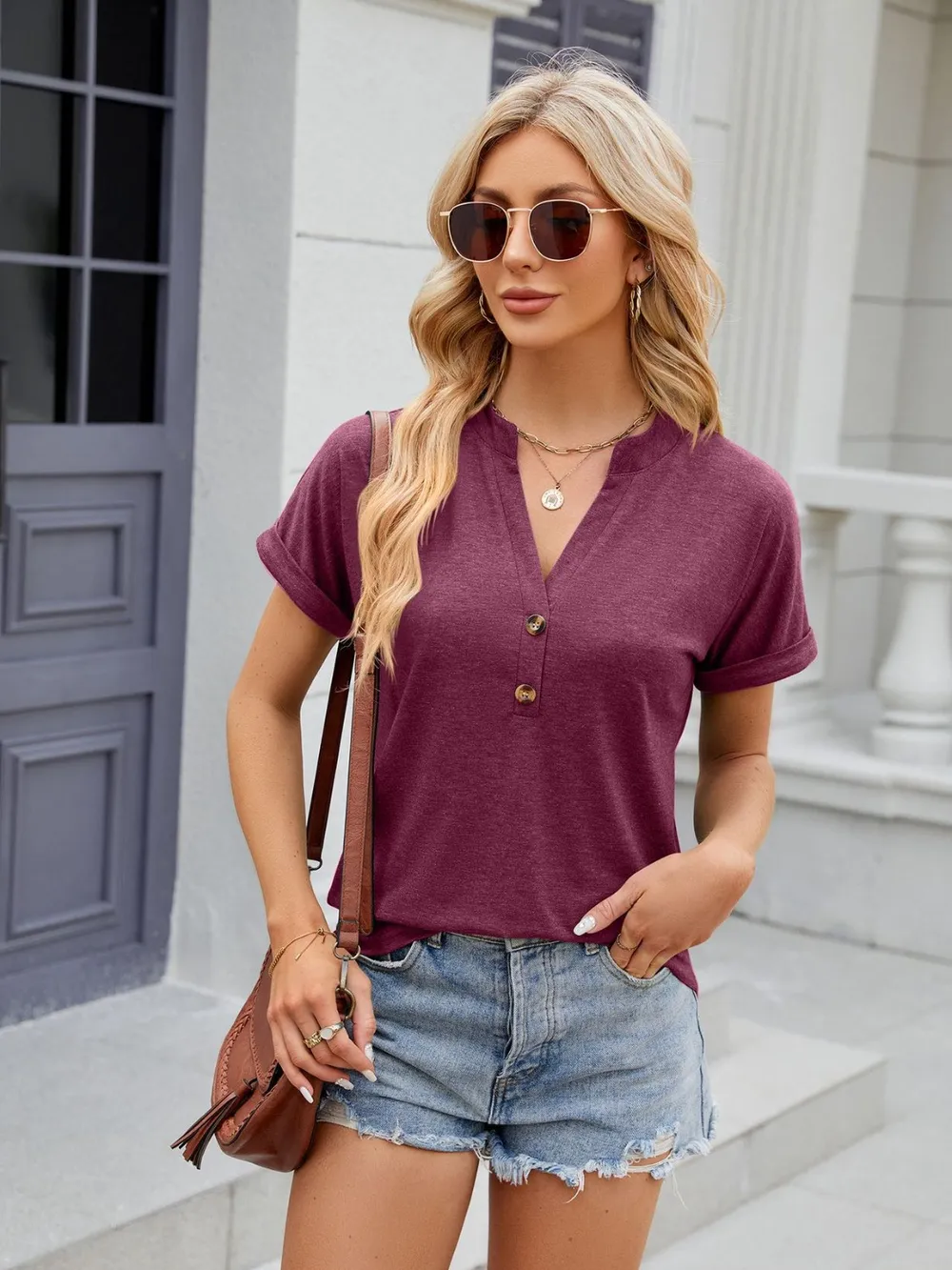 Notched Short Sleeve T-Shirt, image 26