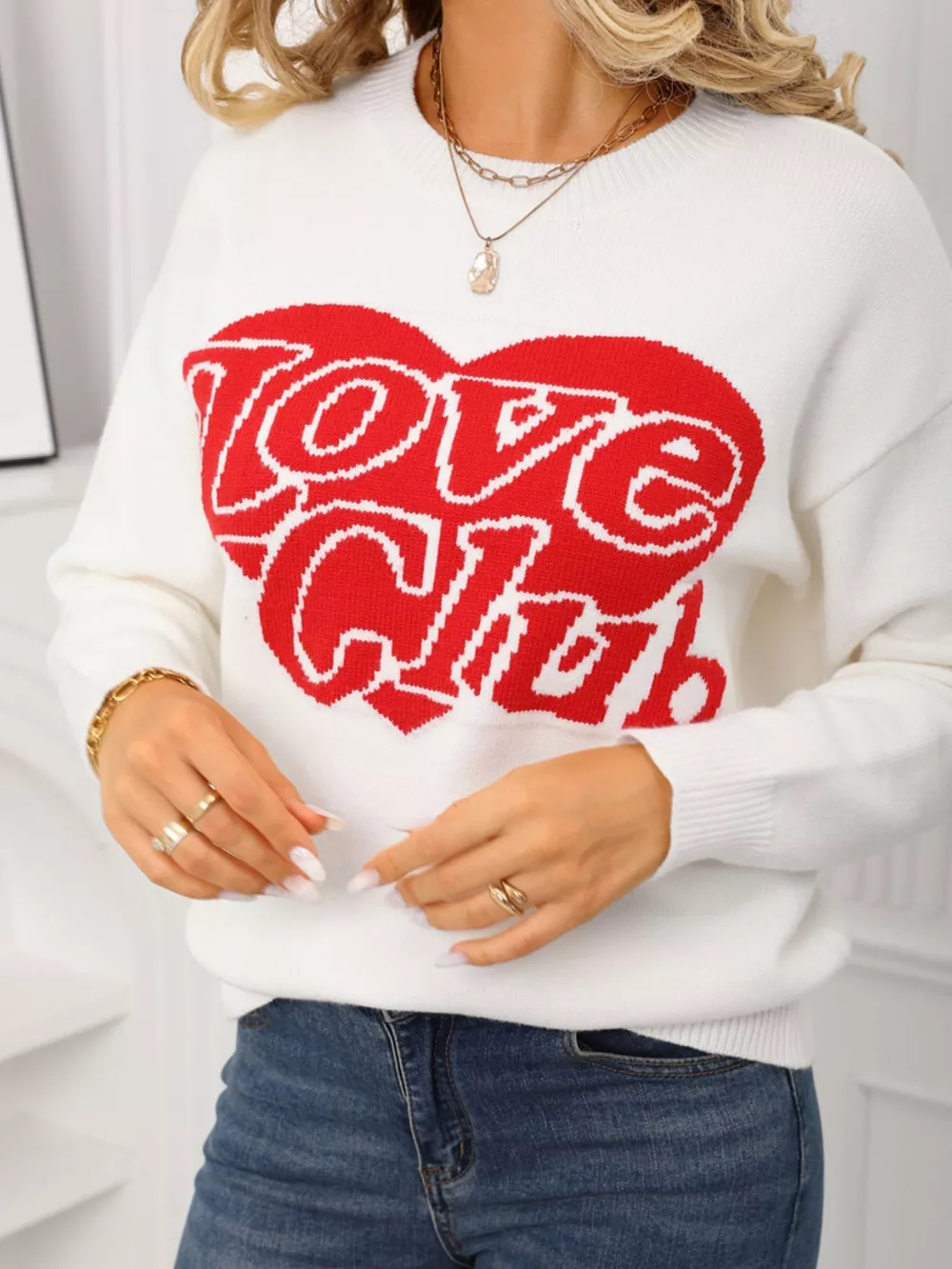 Valentine's Day Love Club Heart Graphic Sweater, image 6