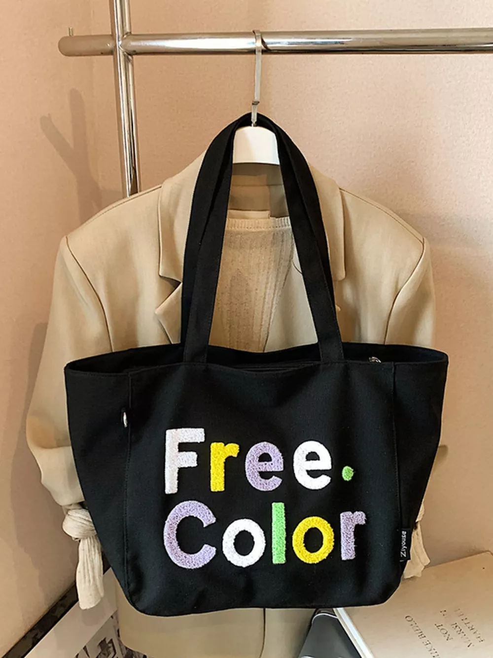 Letter Canvas Shoulder Bag, image 3