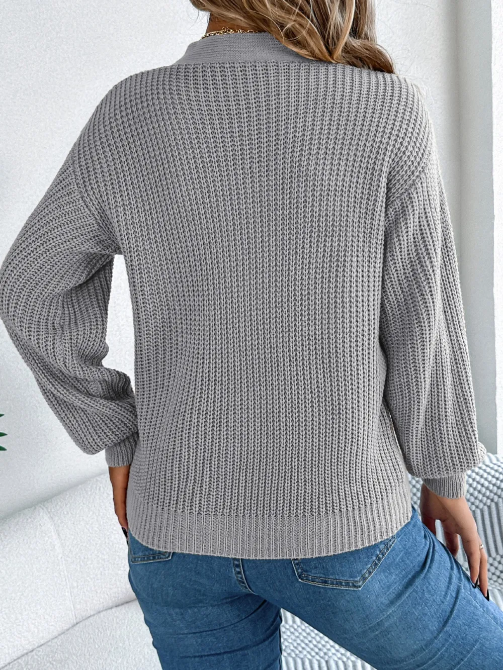 Cutout V-Neck Long Sleeve Sweater, image 10