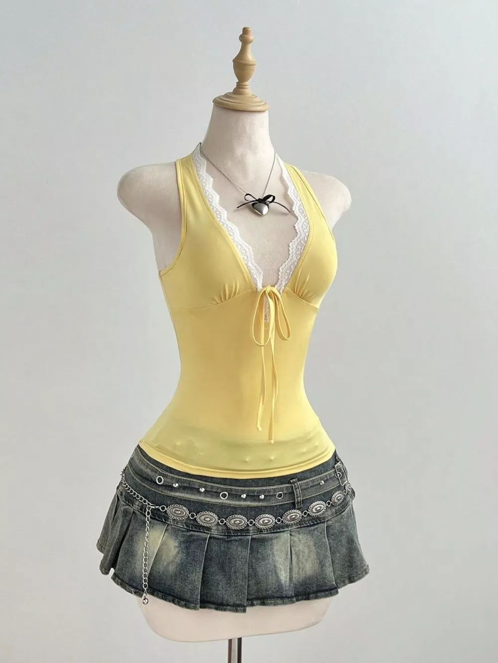 Lace Detail Halter Neck Cami