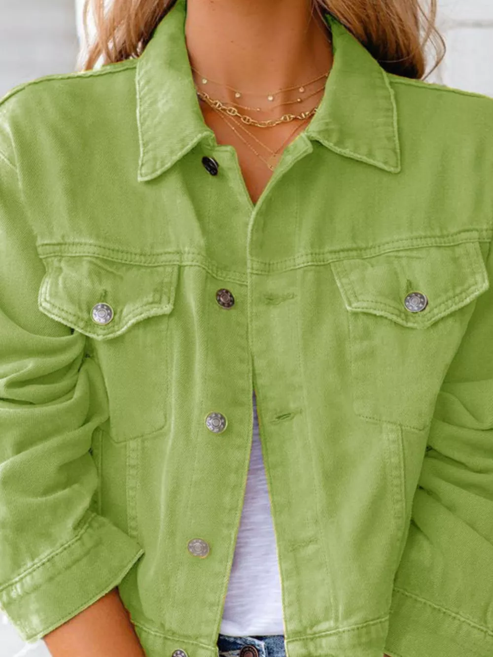Button Up Long Sleeve Denim Jacket, image 9