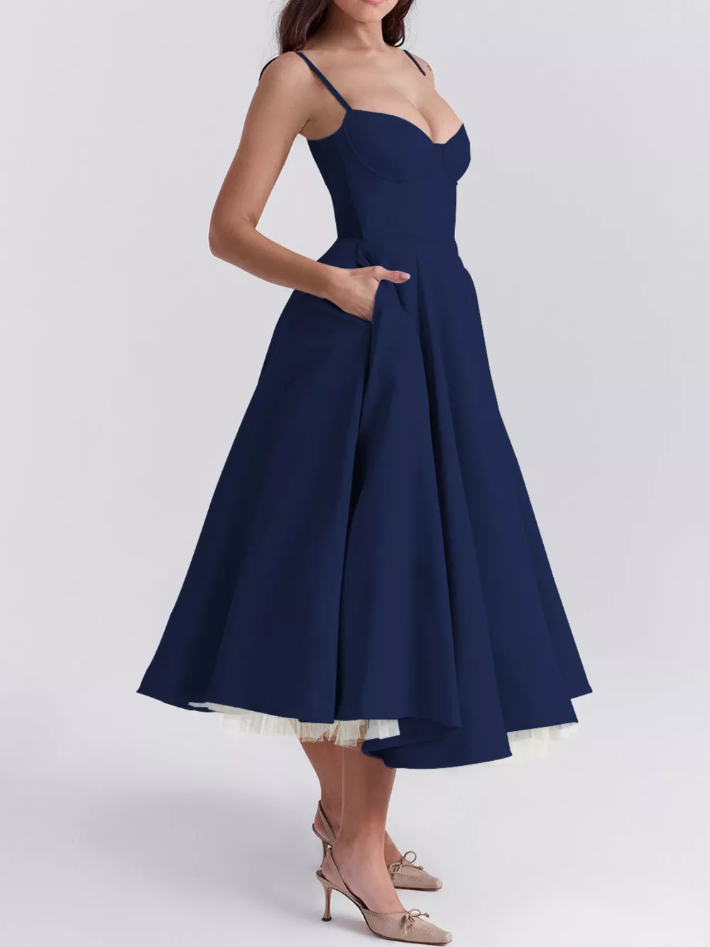 Sweetheart Neck A-Line Midi Dress, image 10