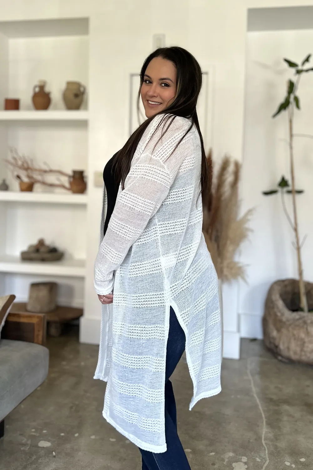 Full Size Open Front Longline Cardigan, image 12