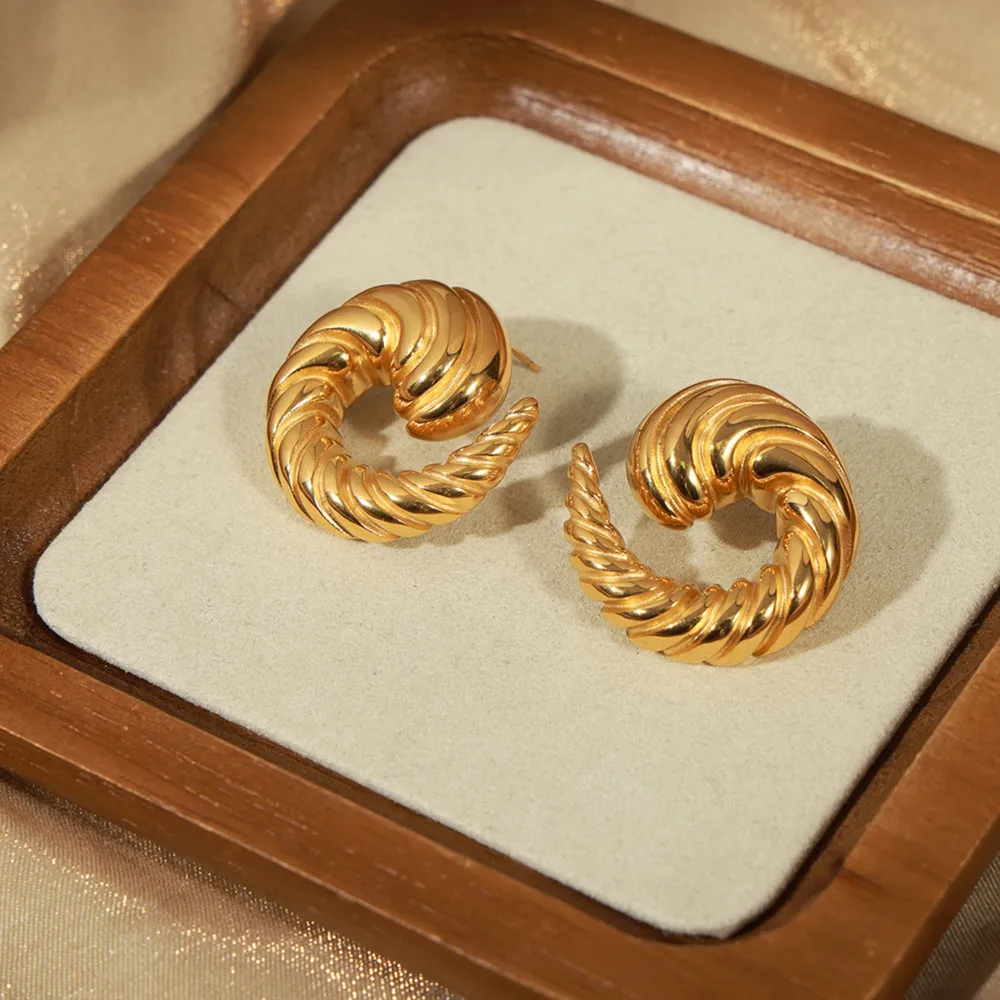 Titanium Steel Spiral Shape Stud Earrings, image 3