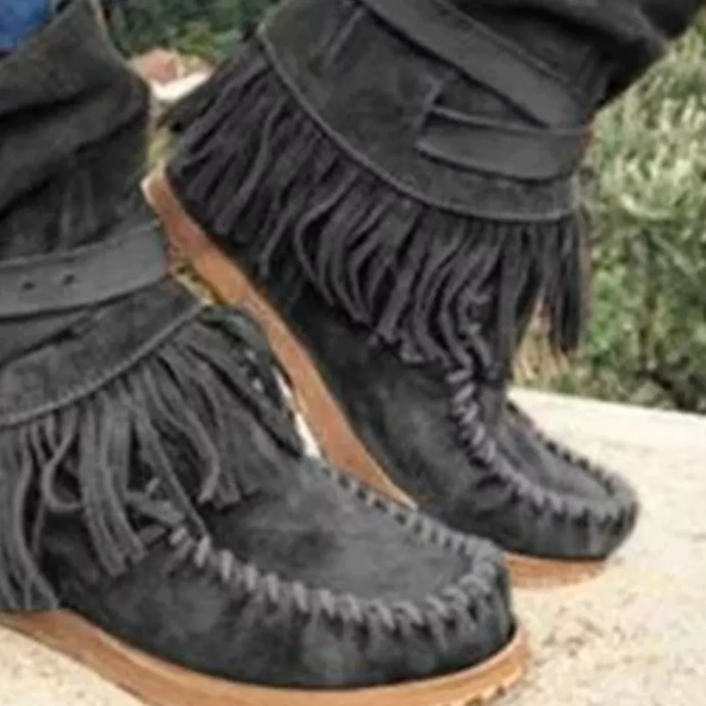 Round Toe Fringe Boots, image 3