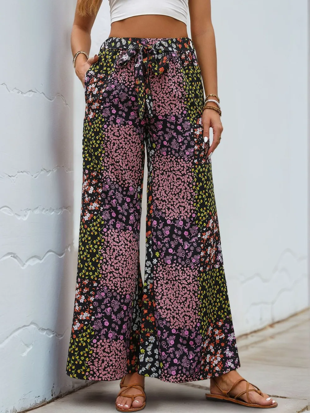 Floral High Rise Wide Leg Pants, image 3