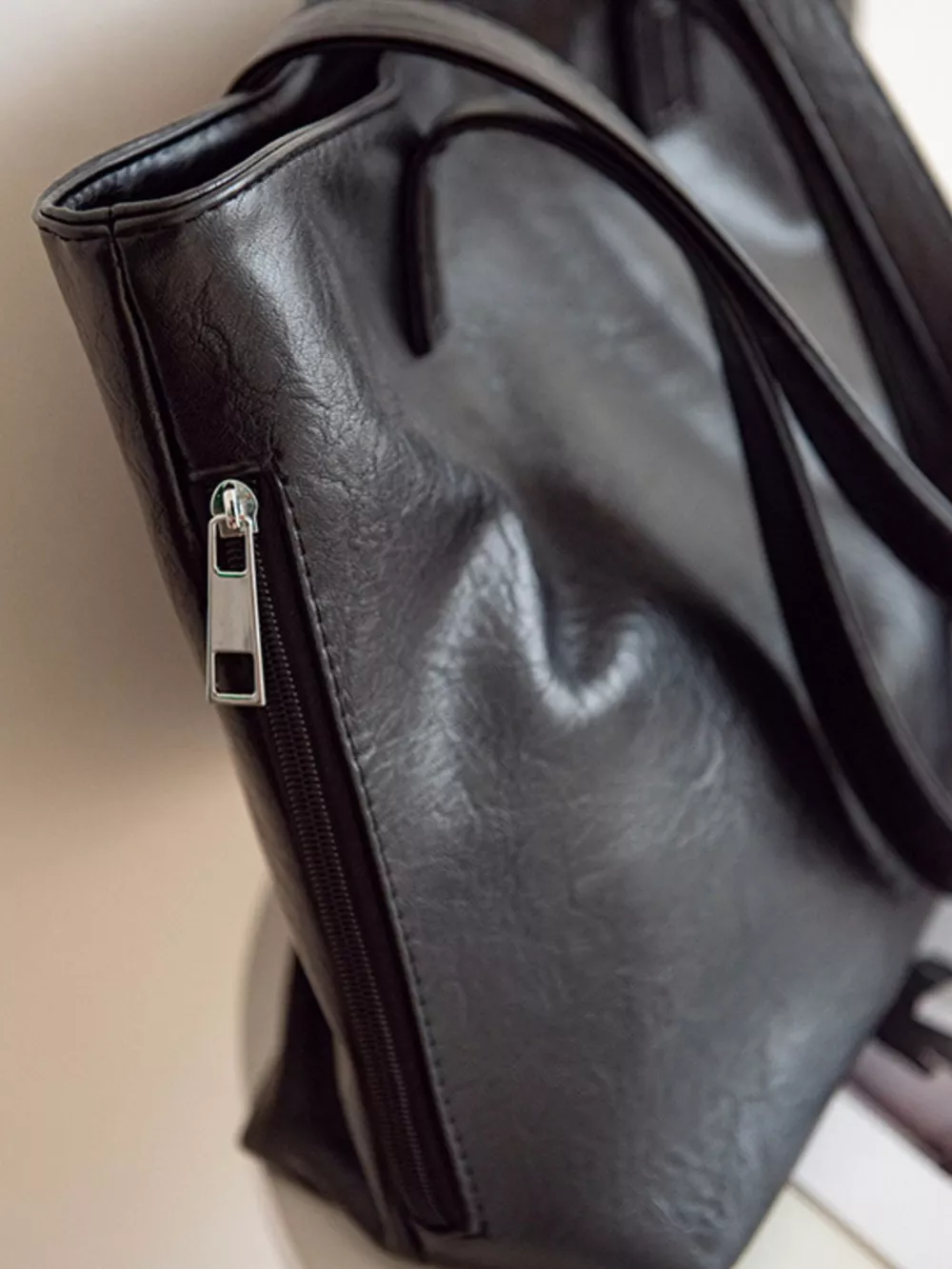 Classic PU Leather Tote Handbag, image 6