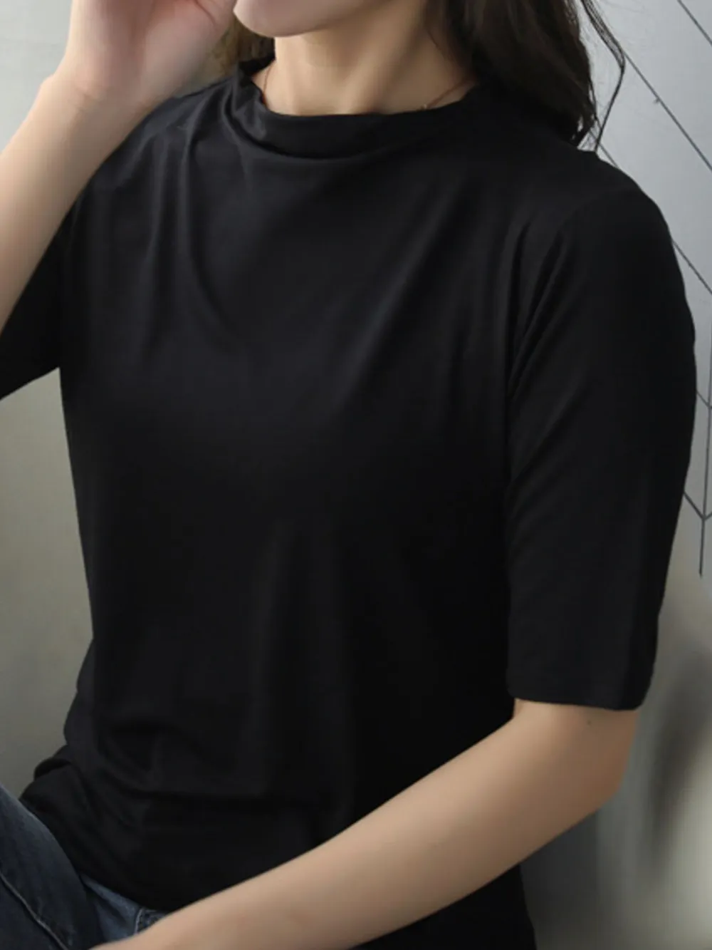 Solid Color Short Sleeve T-Shirt, image 5
