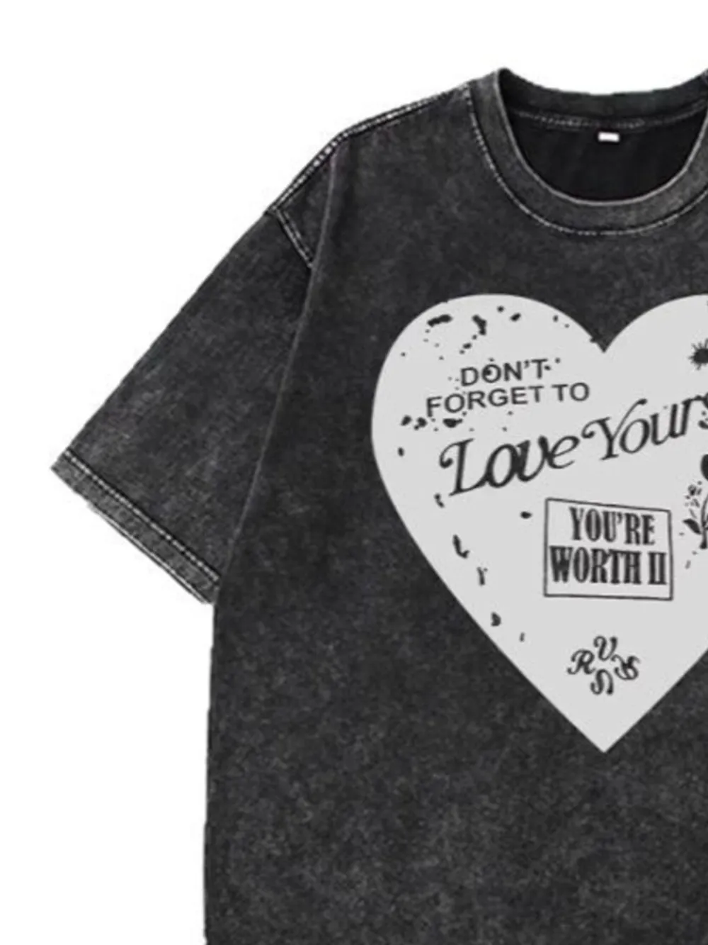 Heart Round Neck Short Sleeve T-Shirt, image 6