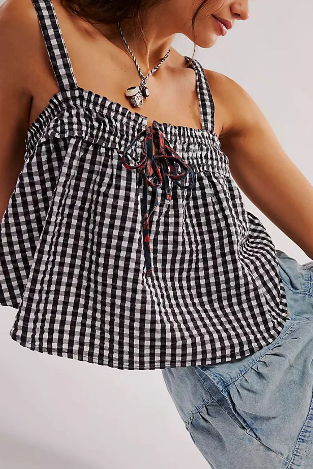 Tied Front Textured Square Neck Cami, image 12