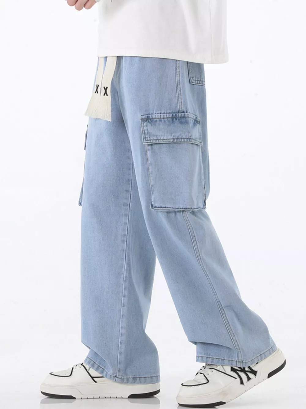Men's Full Size Wide Leg Cargo Jeans Plus Size, image 3