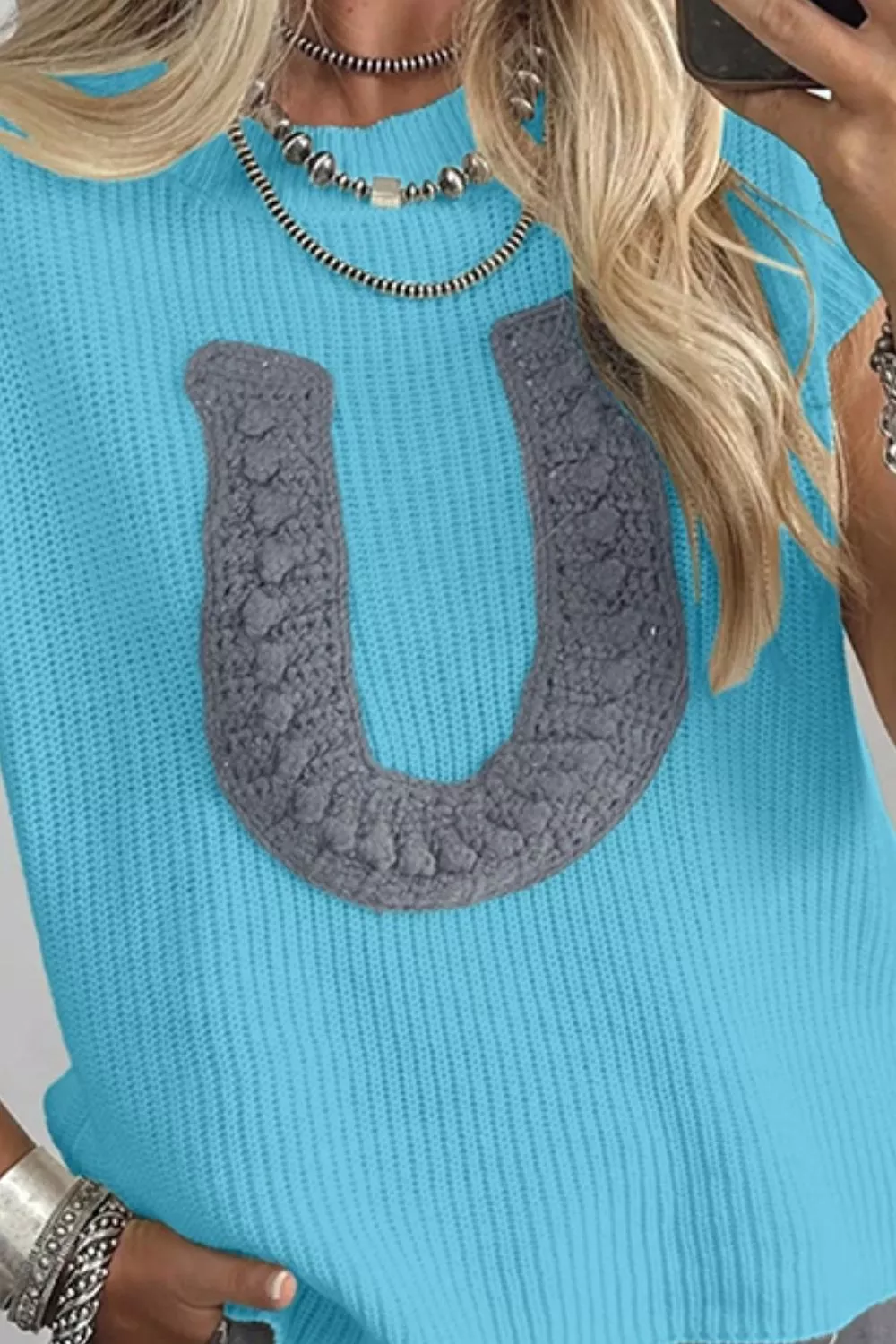 Horseshoe Cap Sleeve Sweater, image 3