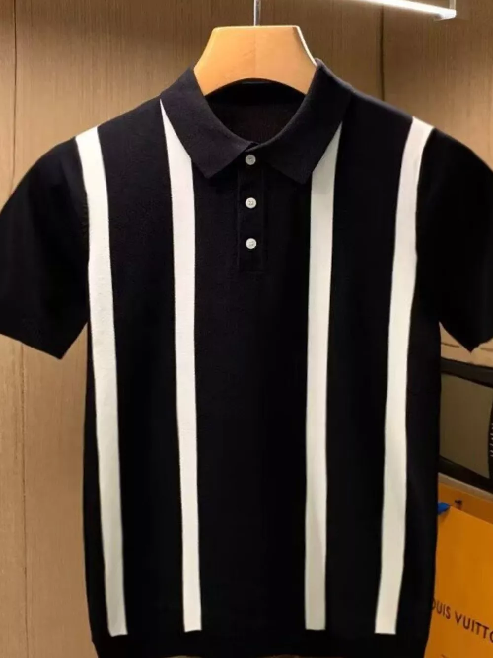 Men's Full Size Striped Short Sleeve Polo Plus Size