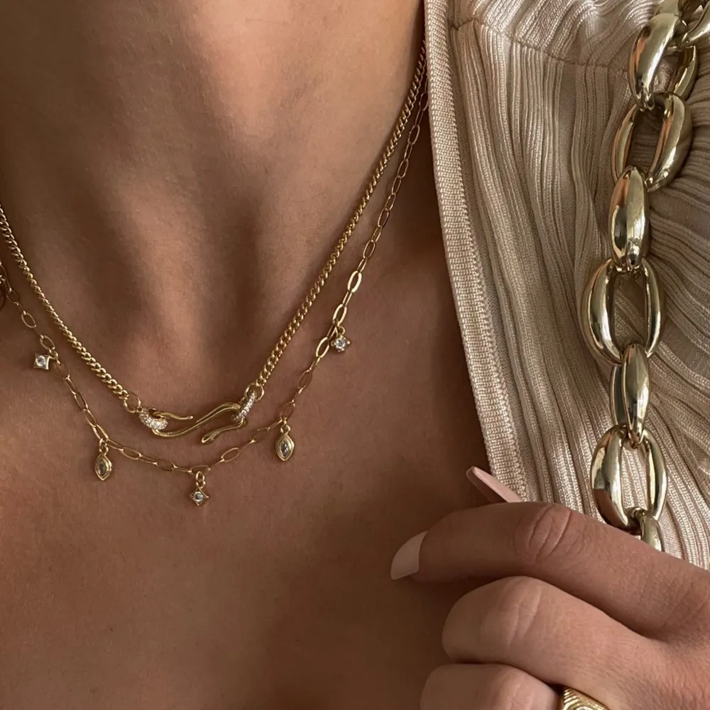 18K Gold-Plated Copper Inlaid Zircon Necklace, image 6