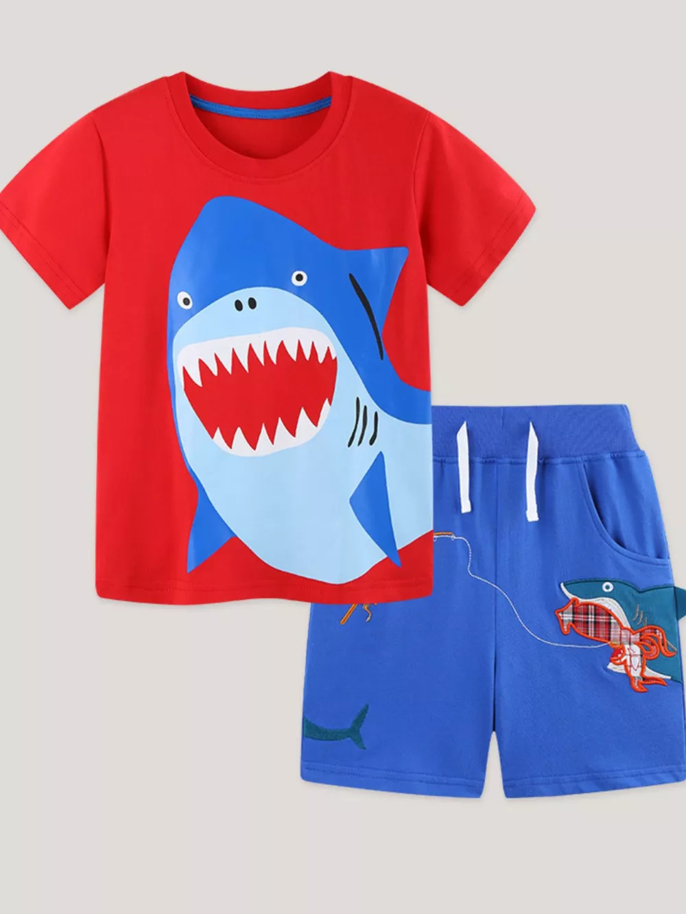 Children's Shark Graphic Tee and Shorts Set, image 2