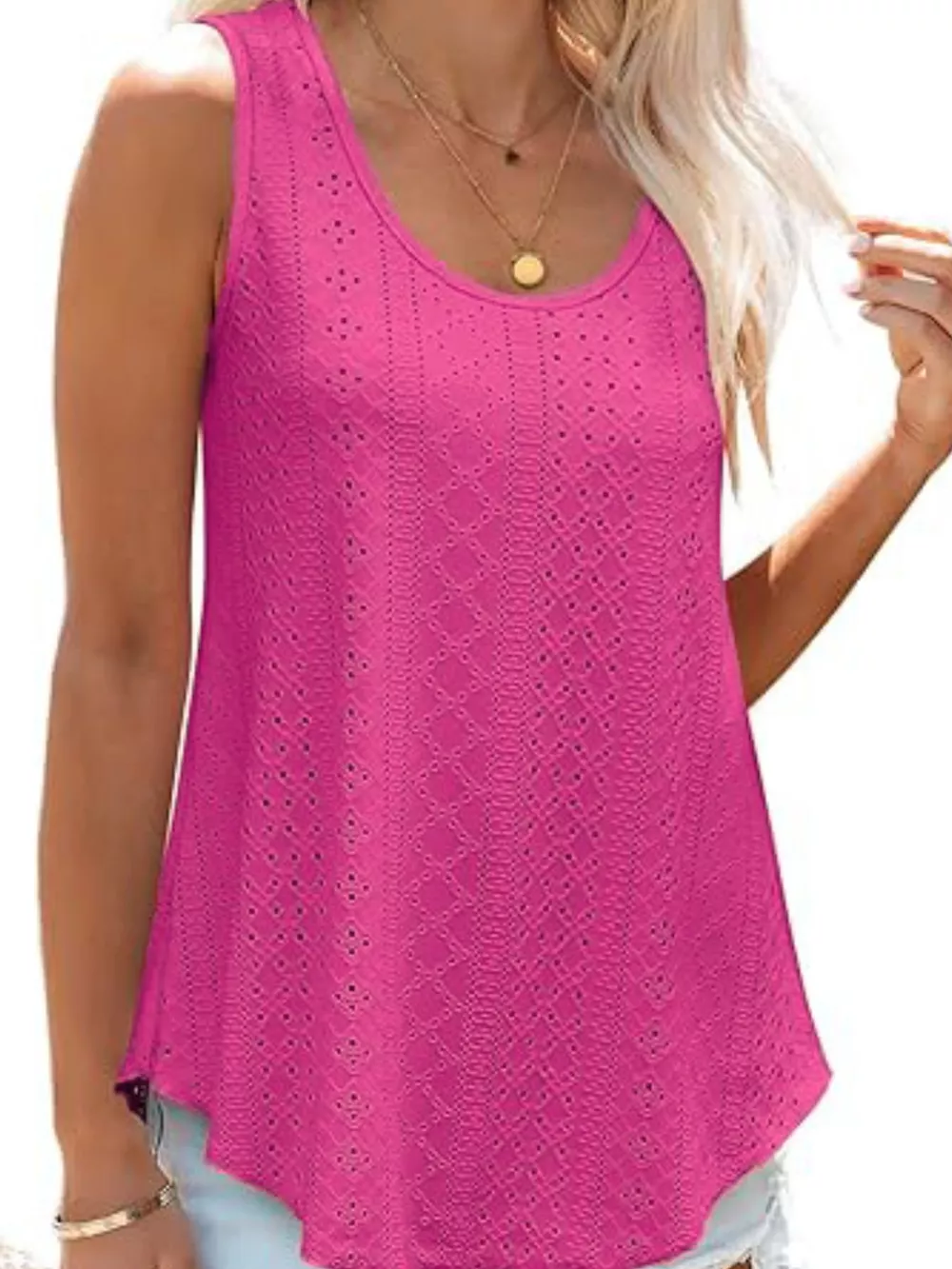 Eyelet Scoop Neck Tank, image 13