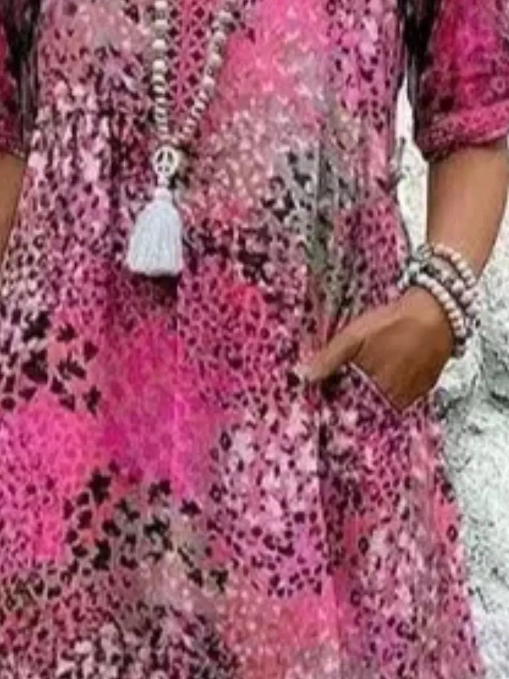 Full Size Printed V-Neck Half Sleeve Dress Plus Size, image 6