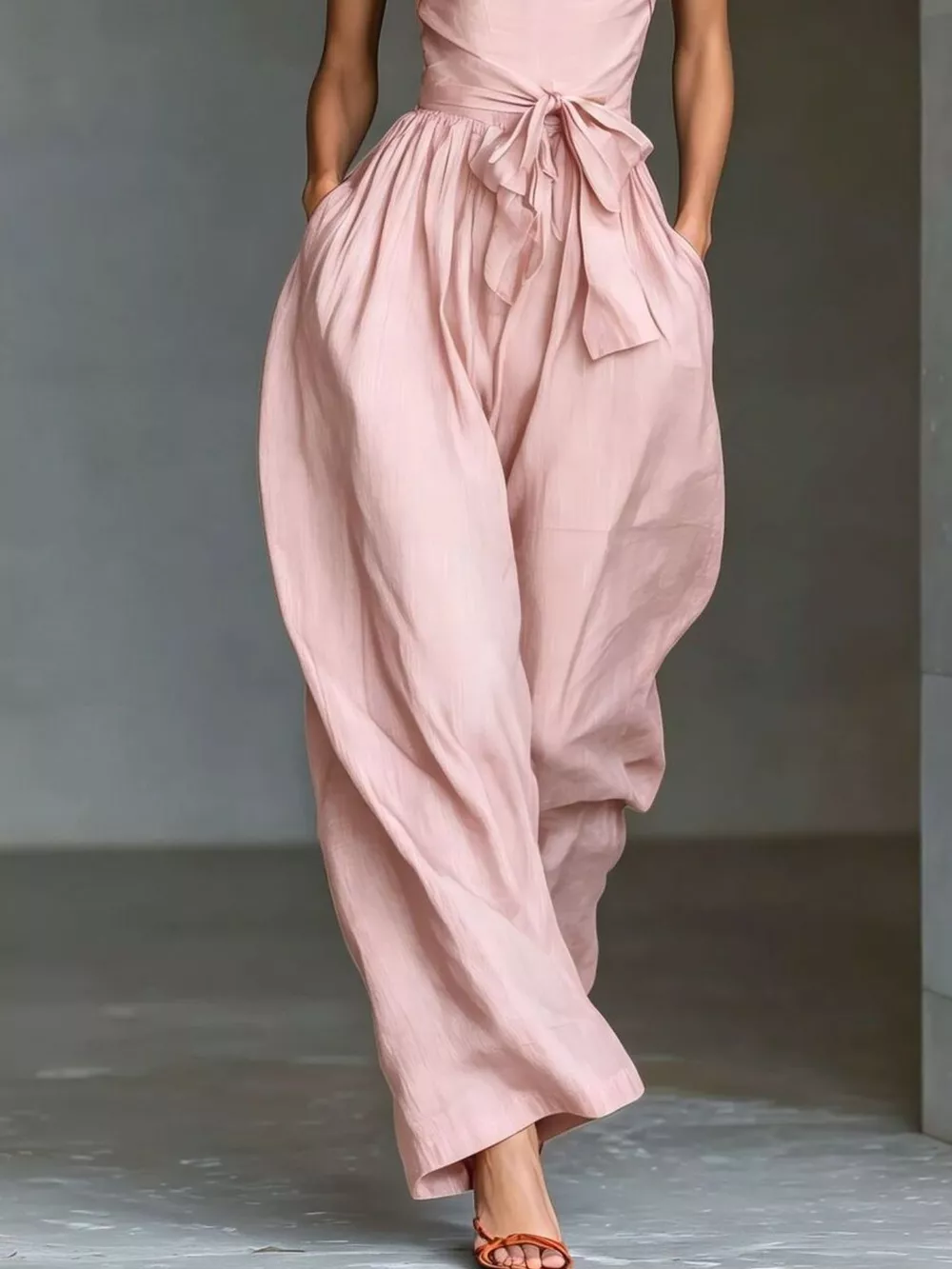Halter Neck Wide-Leg Jumpsuit with Waist-Tie Detail, image 16