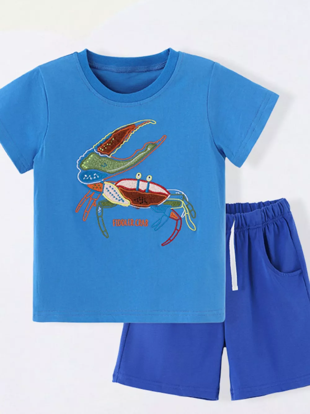 Children's Crab Embroidered T-Shirt and Shorts Set, image 2