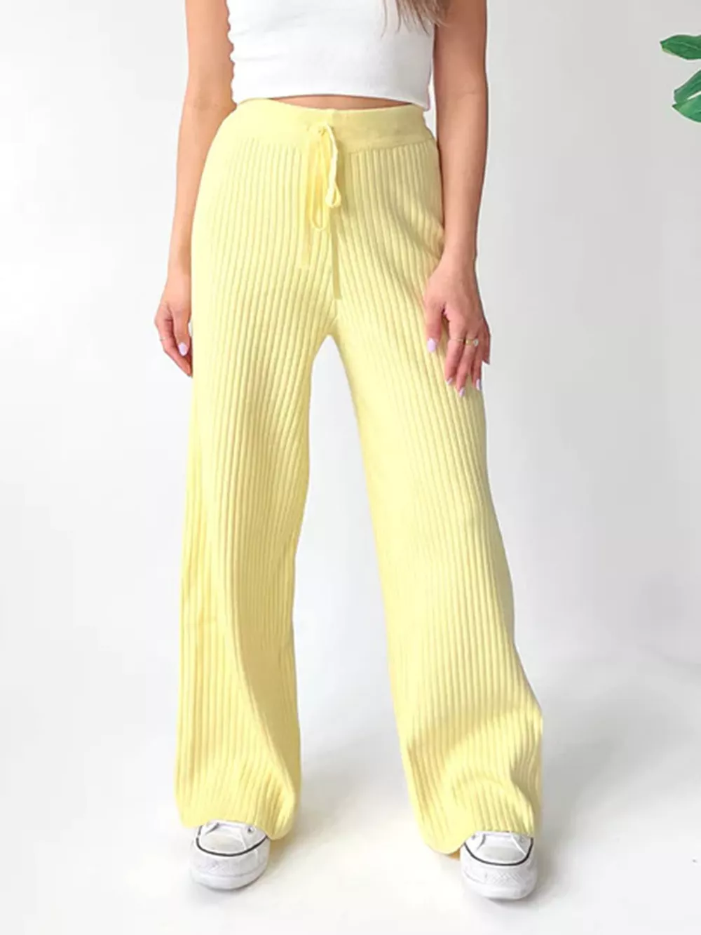 Ribbed Wide Leg Sweater Pants, image 15