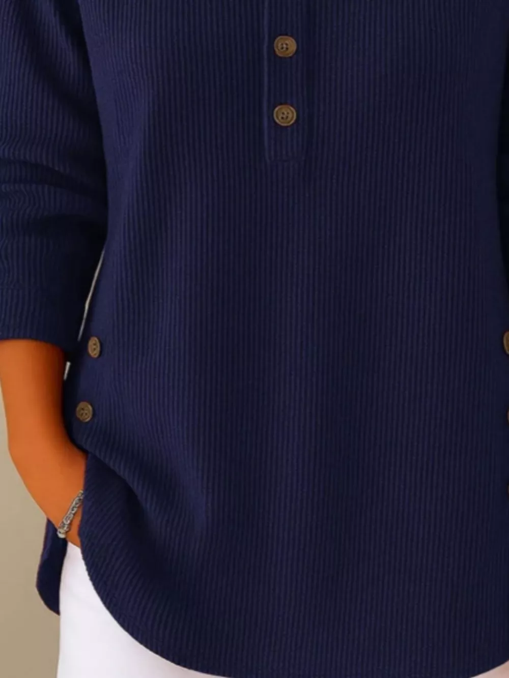 Full Size Button Detail Corduroy Top Plus Size, image 7
