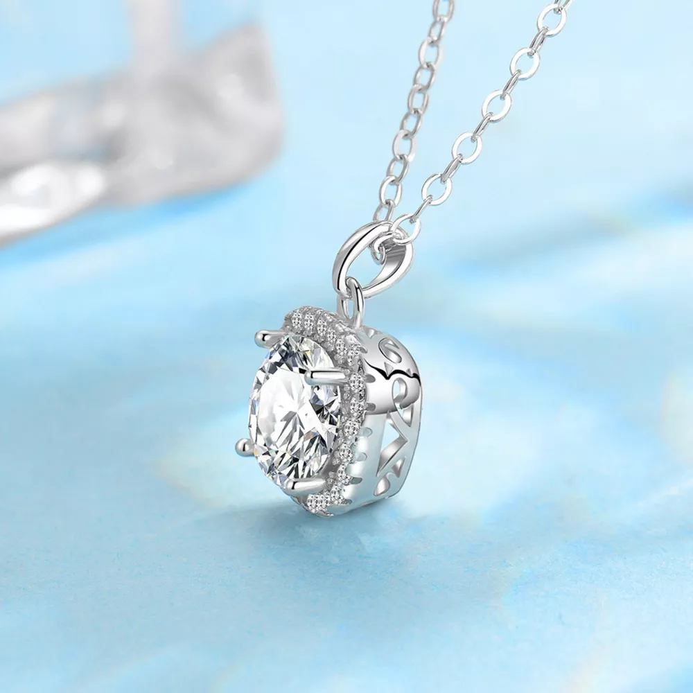Moissanite 925 Sterling Silver Pendant Necklace, image 3