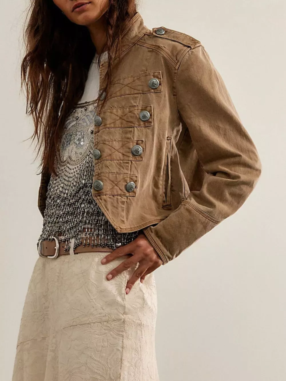 Decorative Button Cropped Jacket, image 13