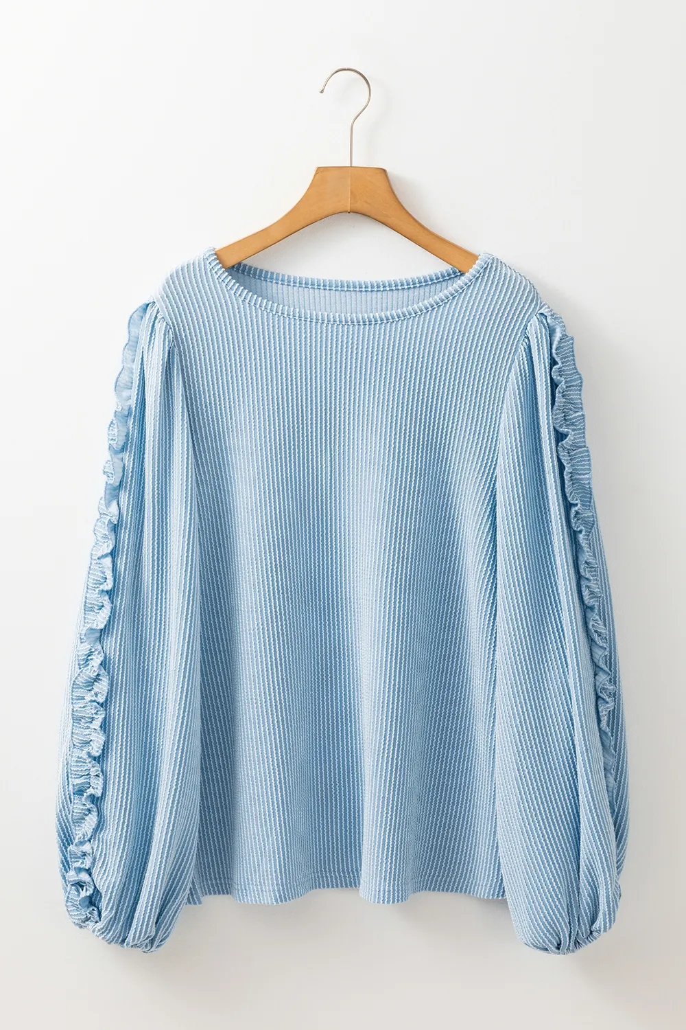Frill Texture Round Neck Long Sleeve Sweatshirt, image 3