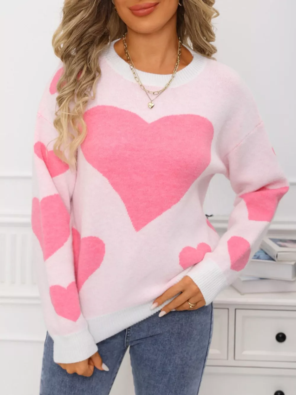Valentine's Day Heart Crew Neck Sweater, image 5