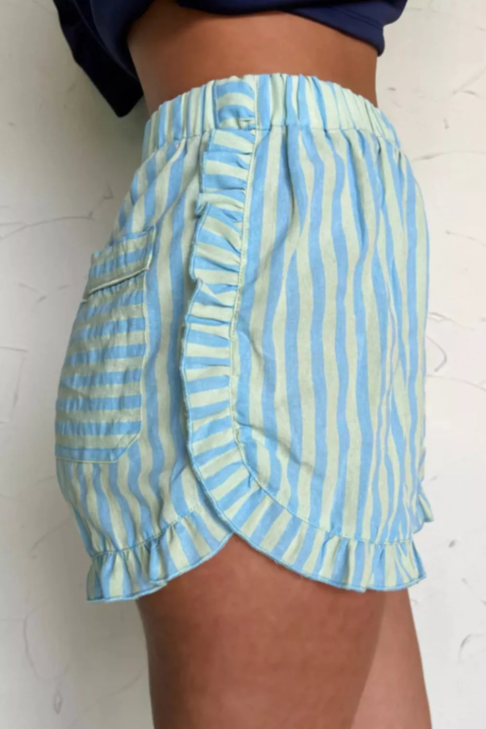 Striped Elastic Waist Shorts, image 3