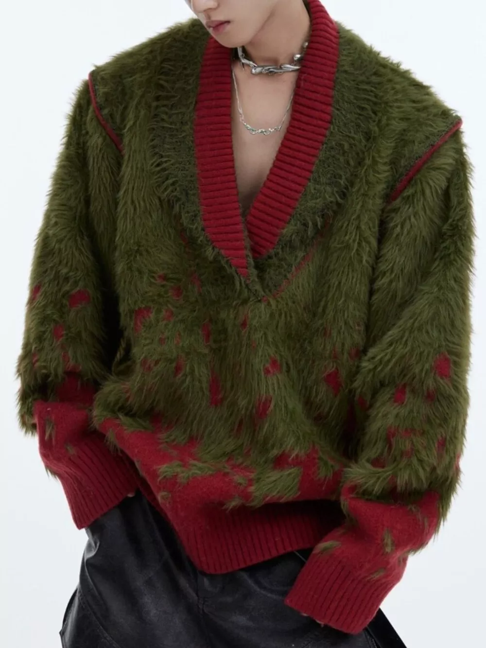Men's Plus Size Long Sleeve Loose Fit Sweater, image 2