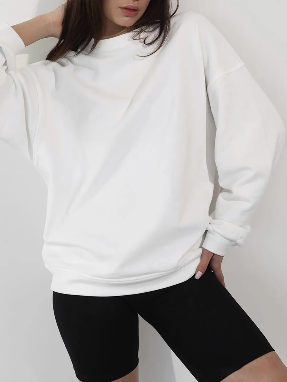 Round Neck Dropped Shoulder Long Sleeve Sweatshirt, image 7