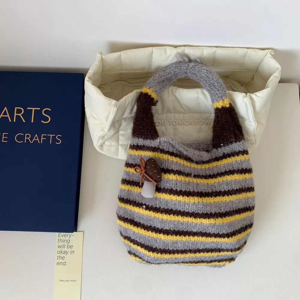 Knitted Striped Handbag, image 8